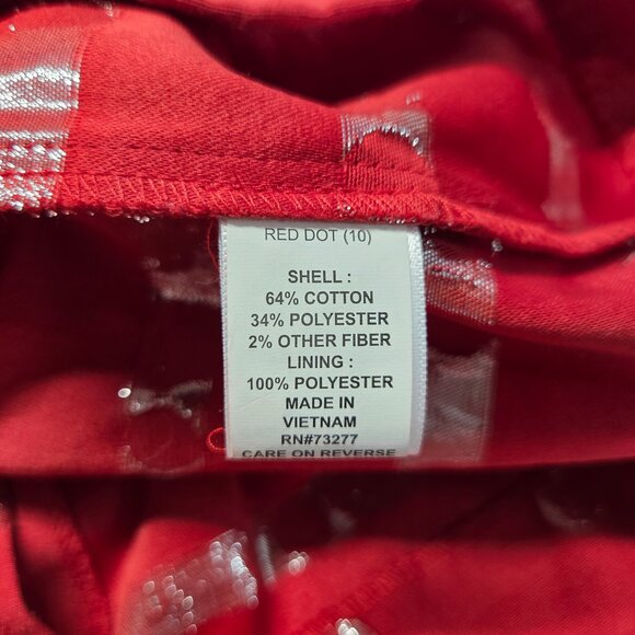 Elle Size 10 Red Polka Dot Crewneck Sleeveless Colorful Summer Midi Dress - Picture 10 of 11